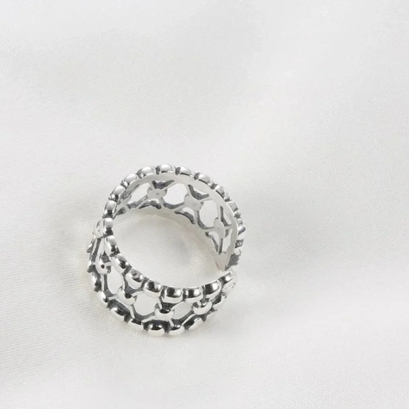 Minimalist 925 Sterling Silver Bead Ring Dainty Wide Silver Adjustable Ring - Picture 7 of 7